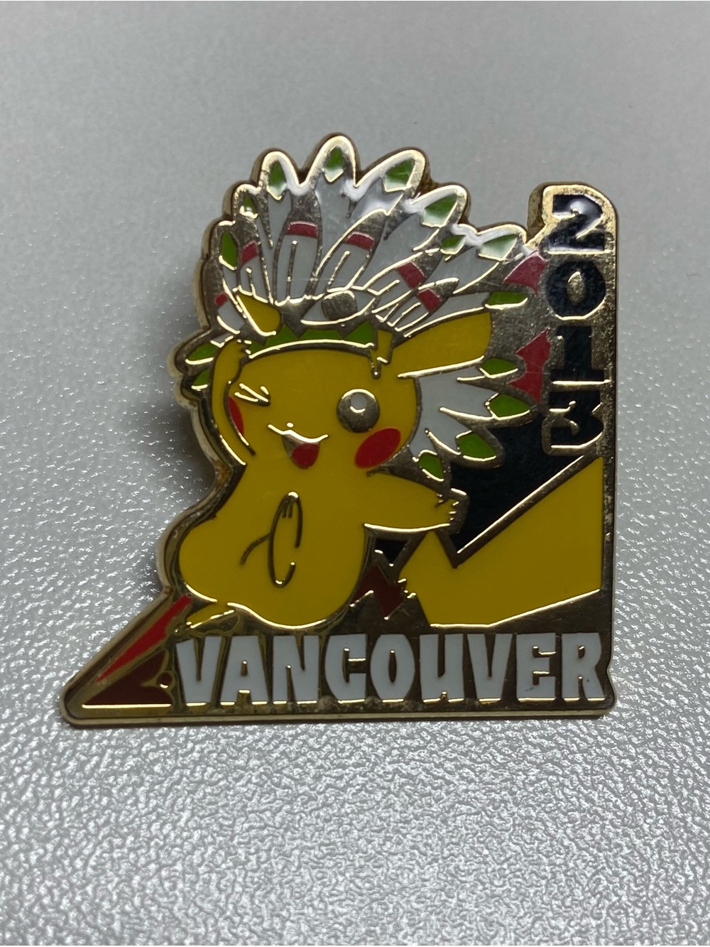 Pokemon Yellow Pikachu Vancouver 2013 Collectible Pin with Colorful Headdress